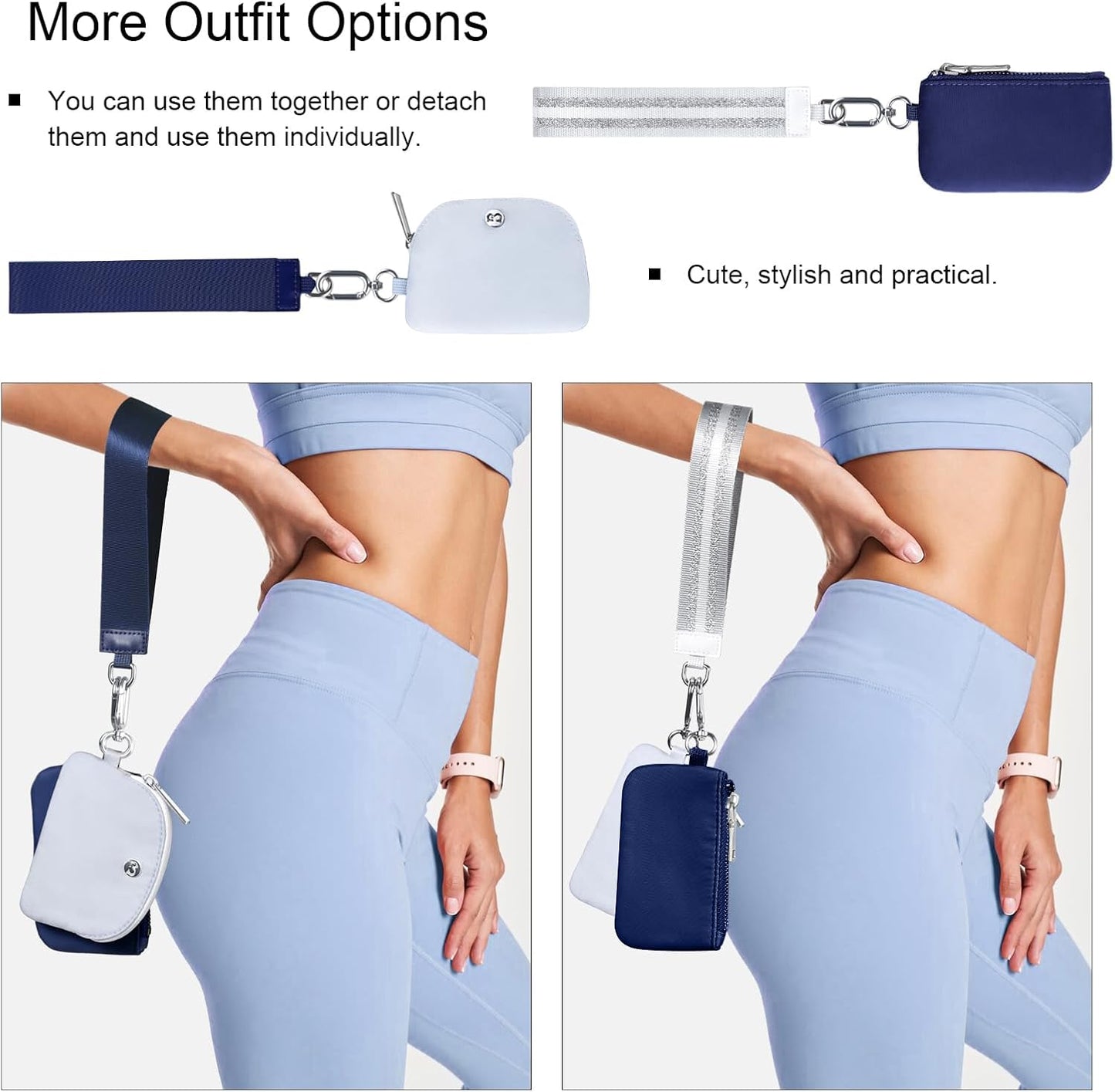 HOTMini Backpack Keychain Wristlet Pouch Small Change Coin Purse Cute Zipper Wallet With 3 RFID Card Slots+Zip Around Dual Pouch Wristlet