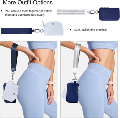HOTMini Backpack Keychain Wristlet Pouch Small Change Coin Purse Cute Zipper Wallet With 3 RFID Card Slots+Zip Around Dual Pouch Wristlet