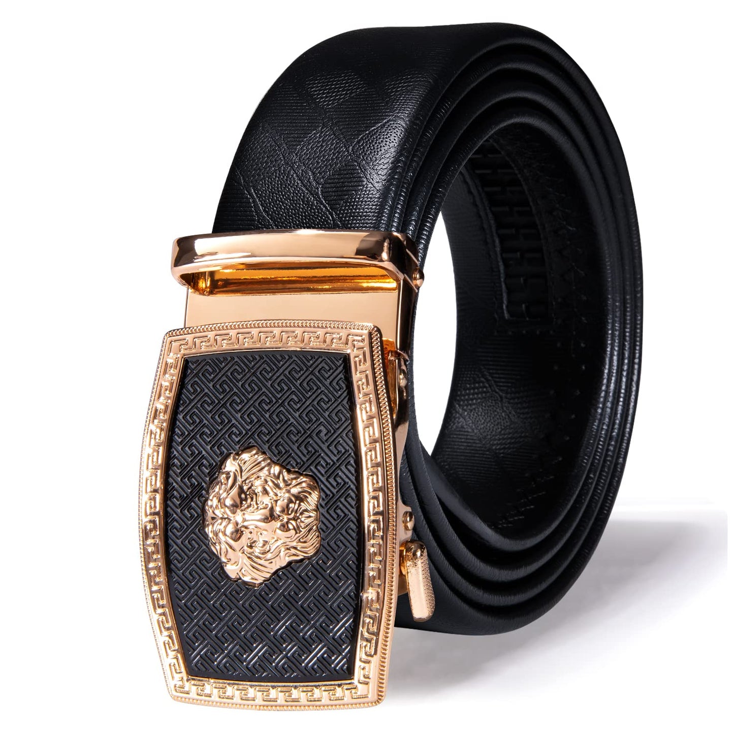 HOTDubulle Designer Mens Belts, Sliding Automatic Buckle Ratchet Dress Belt TOP Genuine Leather Strap Gifts
