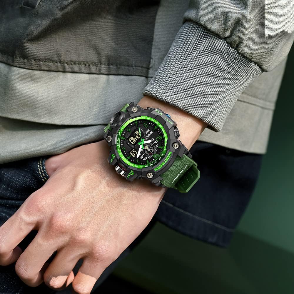 HOTKXAITO Men's Watches Sports Outdoor Waterproof Military Wrist Watch Date Multi Function Tactics LED Alarm Stopwatch