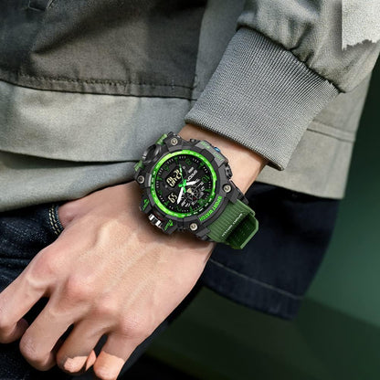 HOTKXAITO Men's Watches Sports Outdoor Waterproof Military Wrist Watch Date Multi Function Tactics LED Alarm Stopwatch