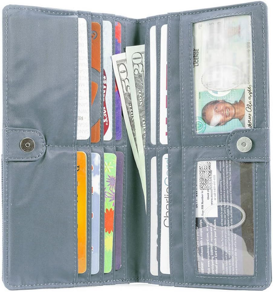 HOTBig Skinny Women's Executive Bi-Fold Checkbook Slim Wallet, Holds Up to 40 Cards
