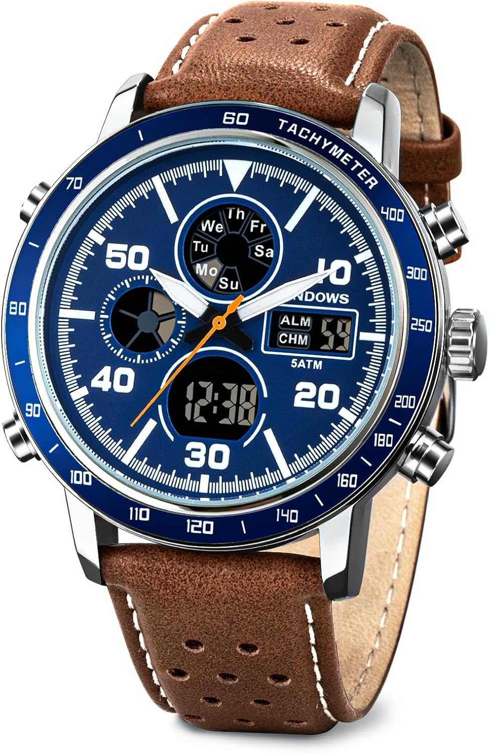HOTPINDOWS Mens Digital Analog Watches, Multifunction Sport Casual | Dual time display, bright night backlight, daily alarm, precision stopwatch, and splash-proof construction
