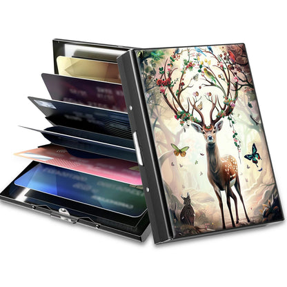 HOTCute Credit Card Holder with Zipper, Crow Skull RFID-Blocking Card Case Small Wallet for Women Men, Multi-slot Card Organizer Case Travel Accordion Wallet