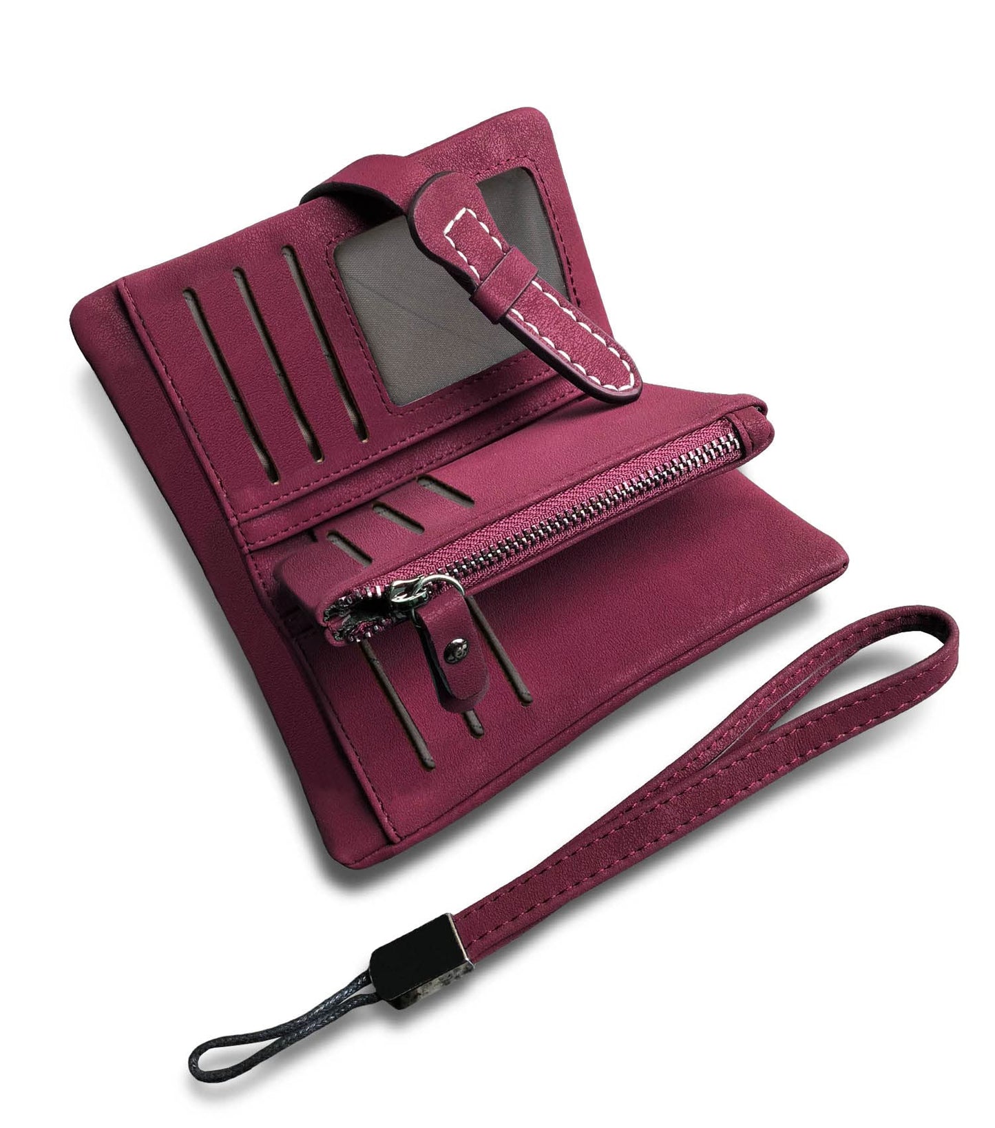 HOTAOXONEL Women's Small Bifold Leather wallet Rfid blocking Ladies Wristlet with Card holder id window Coin Purse