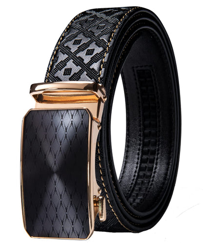 HOTDubulle Designer Mens Belts, Sliding Automatic Buckle Ratchet Dress Belt TOP Genuine Leather Strap Gifts