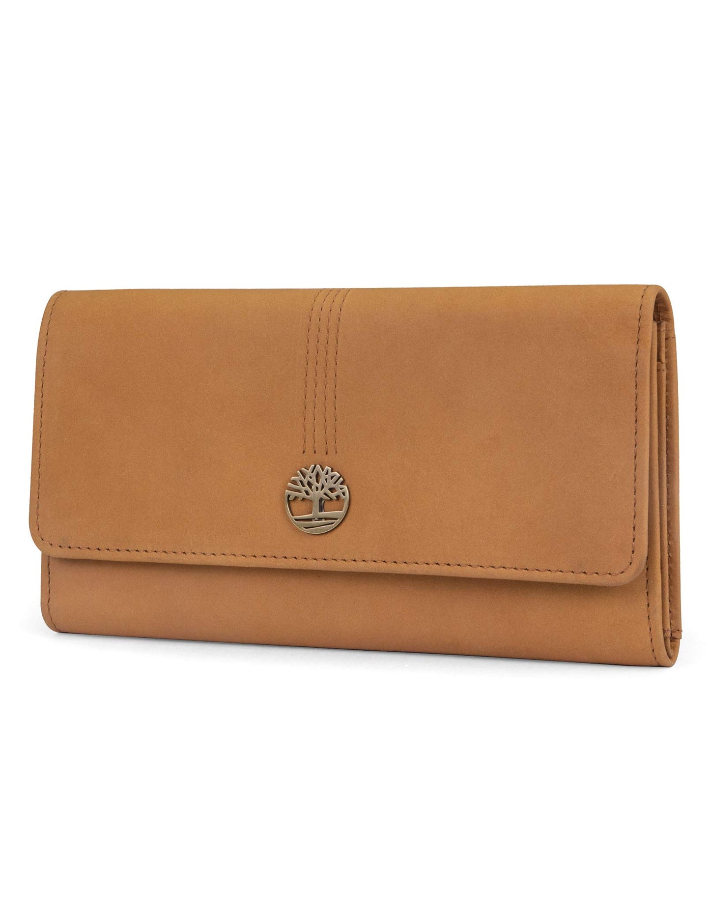 HOTTimberland Leather RFID Flap Wallet Clutch Organizer, Cherry (Pebble)