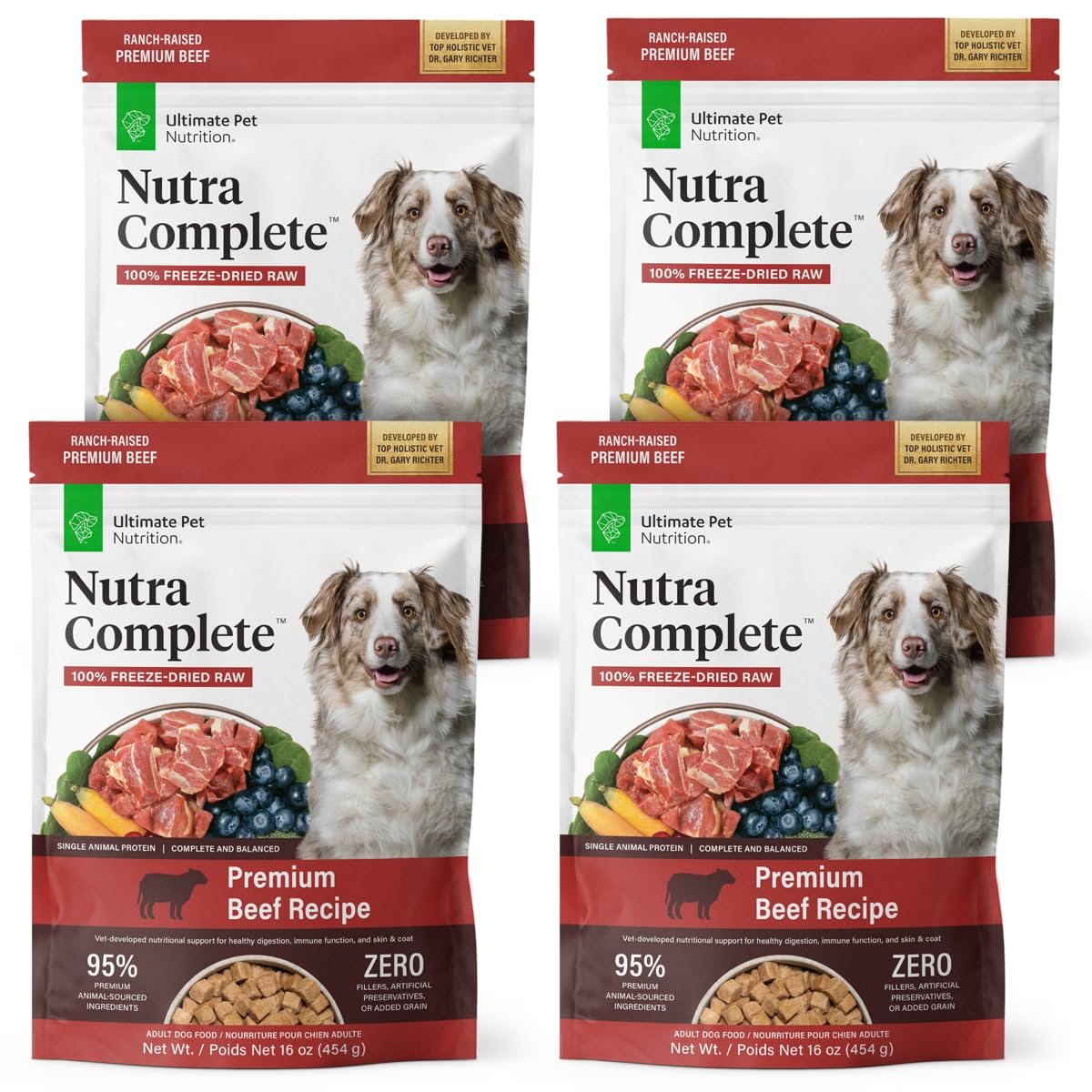 HOTULTIMATE PET NUTRITION Nutra Complete, 100% Freeze Dried Raw Veterinarian Formulated Dog Food with Antioxidants Prebiotics and Amino Acids (1 Pound, Beef)