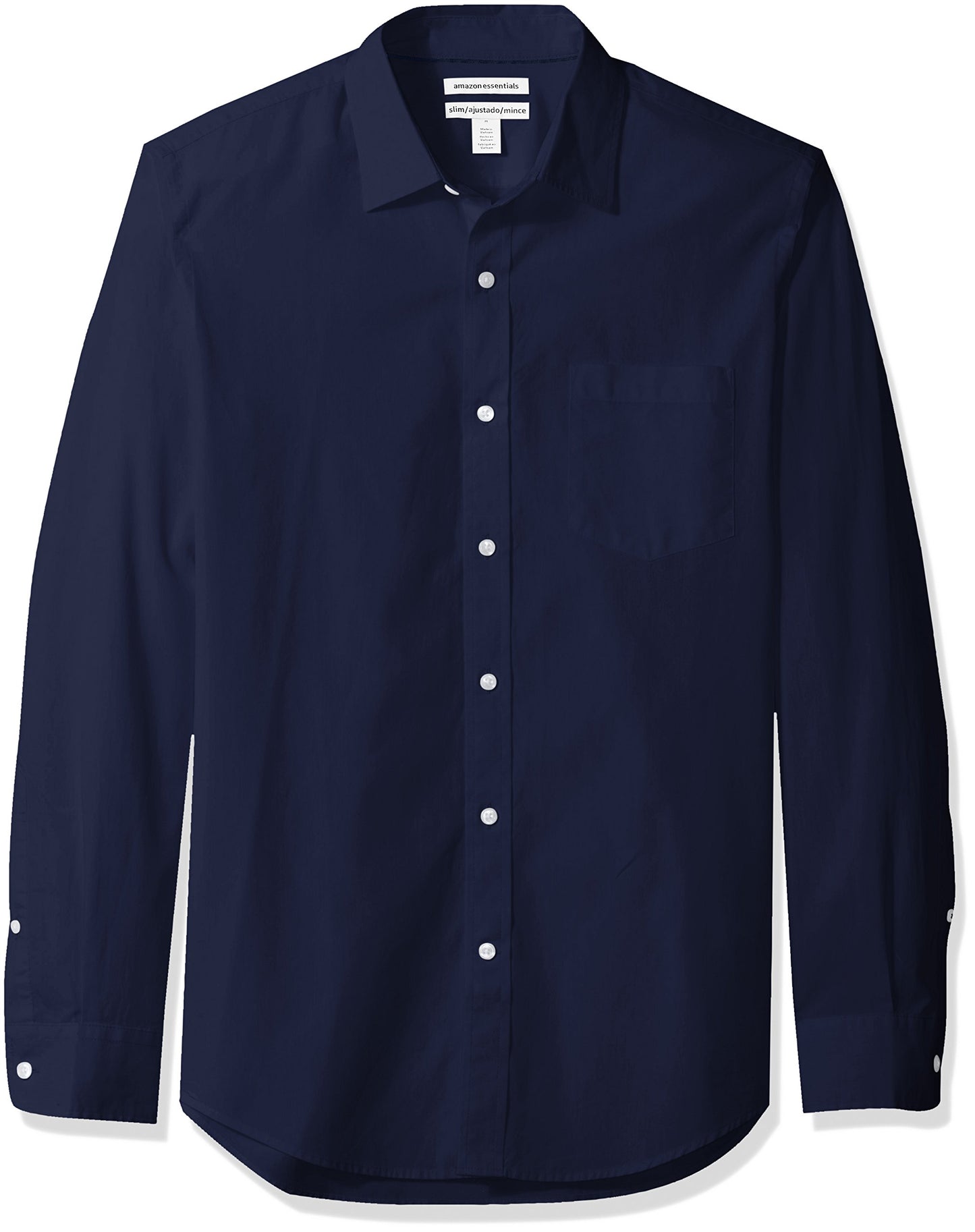 HOTAmazon Essentials Men's Regular-Fit Long-Sleeve Casual Poplin Shirt, Button Front, Business Casual, Collared