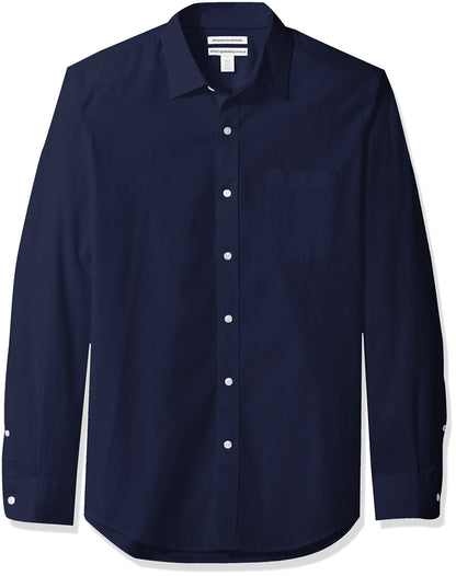 HOTAmazon Essentials Men's Regular-Fit Long-Sleeve Casual Poplin Shirt, Button Front, Business Casual, Collared