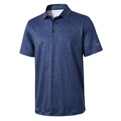 HOTGolf Shirts for Men Dry Fit Short Sleeve Print Performance Moisture Wicking Polo Shirt
