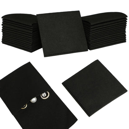 HOT40pcs Black Microfiber Jewelry Pouch 8 x 8cm Jewelry Packaging Bag Envelope Style Luxury Small Favor Bags Jewelry Gift Bags for Earrings Necklaces Bracelet Ring