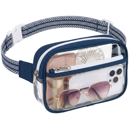 HOTPackism Clear Fanny Pack Stadium Approved - Large Size 35-51 inches Adjustable Strap Clear Belt Bag for Women Men Transparent Waist Bag for Concerts, Sporting Events, Black | Adjustable 35-51 in Strap, Hands-Free, 2 Easy-Access Pockets, Water-Resistant