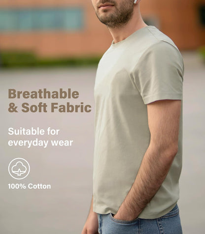 HOTComfneat Men's 3-Pack Lightweight T-Shirts Cotton Crew Neck Regular Fit Solid Tee