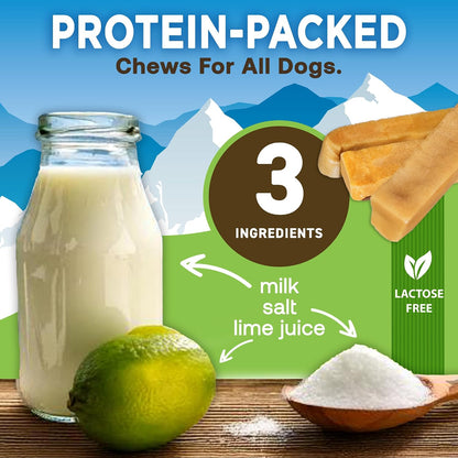 HOTEcoKind Yak Cheese Himalayan Dog Chews, Yak Chews for Large Dogs, 4-5 Bones | 1 Lb, Long Lasting for Aggressive Chewers, Only 3 Ingredient Natural High Protein Dental Dog Treats, No Additives or Lactose
