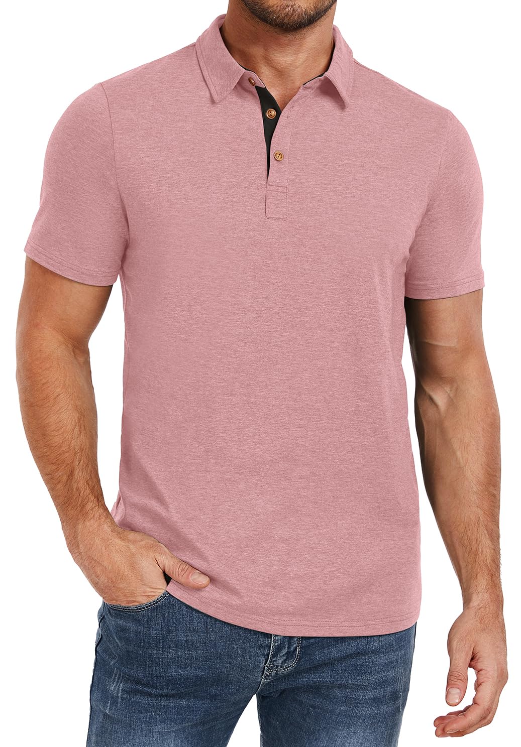 HOTPEGENO Mens Polo Shirts Short Sleeve Casual Cotton Golf Shirts Performance Polo Shirts for Men