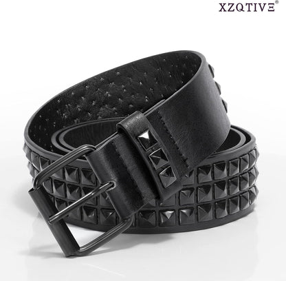HOTXZQTIVE Studded Belt Metal Punk Rock Rivet Belts for Women/Men Punk Leather Belt Gothic Belt Accessories for Jeans Pants