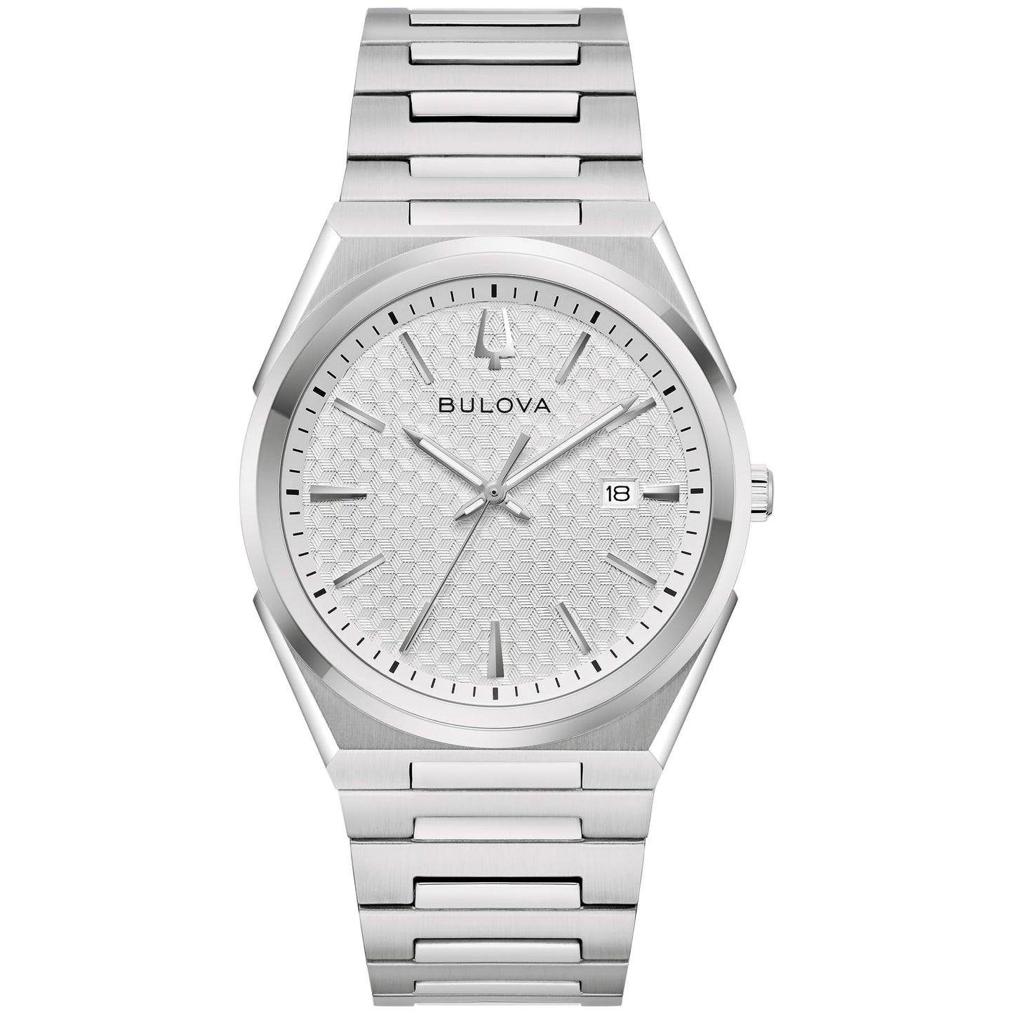 HOTBulova Mens Dress Classic Quartz Two Tone Stainless Steel Watch, Patterned Dial, 39mm