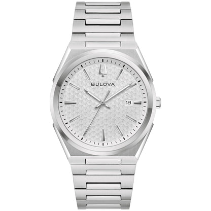 HOTBulova Mens Dress Classic Quartz Two Tone Stainless Steel Watch, Patterned Dial, 39mm