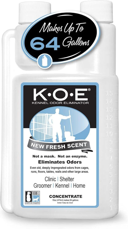 HOTOdorcide K.O.E Kennel Odor Eliminator Concentrate, Fresh Scent, 16 oz - Non-Enzymatic Formula for Cages, Runs, Home and Kennel Use
