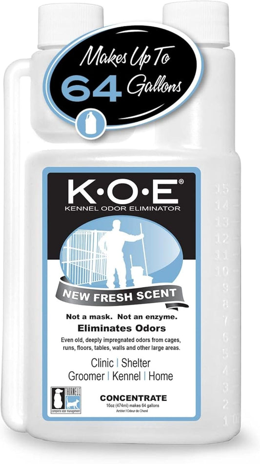 HOTOdorcide K.O.E Kennel Odor Eliminator Concentrate, Fresh Scent, 16 oz - Non-Enzymatic Formula for Cages, Runs, Home and Kennel Use