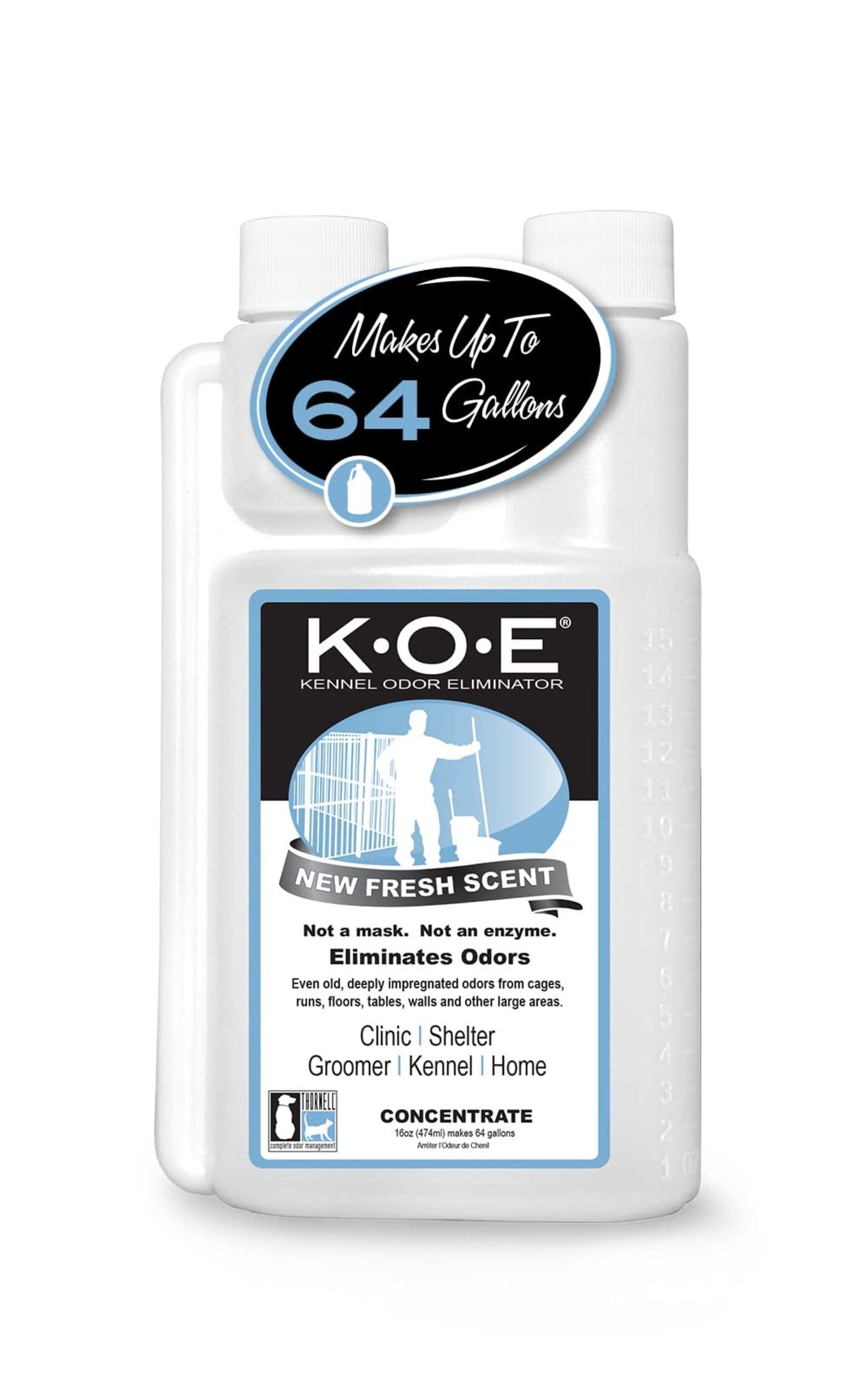 HOTOdorcide K.O.E Kennel Odor Eliminator Concentrate, Fresh Scent, 16 oz - Non-Enzymatic Formula for Cages, Runs, Home and Kennel Use