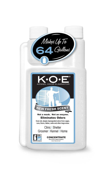 HOTOdorcide K.O.E Kennel Odor Eliminator Concentrate, Fresh Scent, 16 oz - Non-Enzymatic Formula for Cages, Runs, Home and Kennel Use