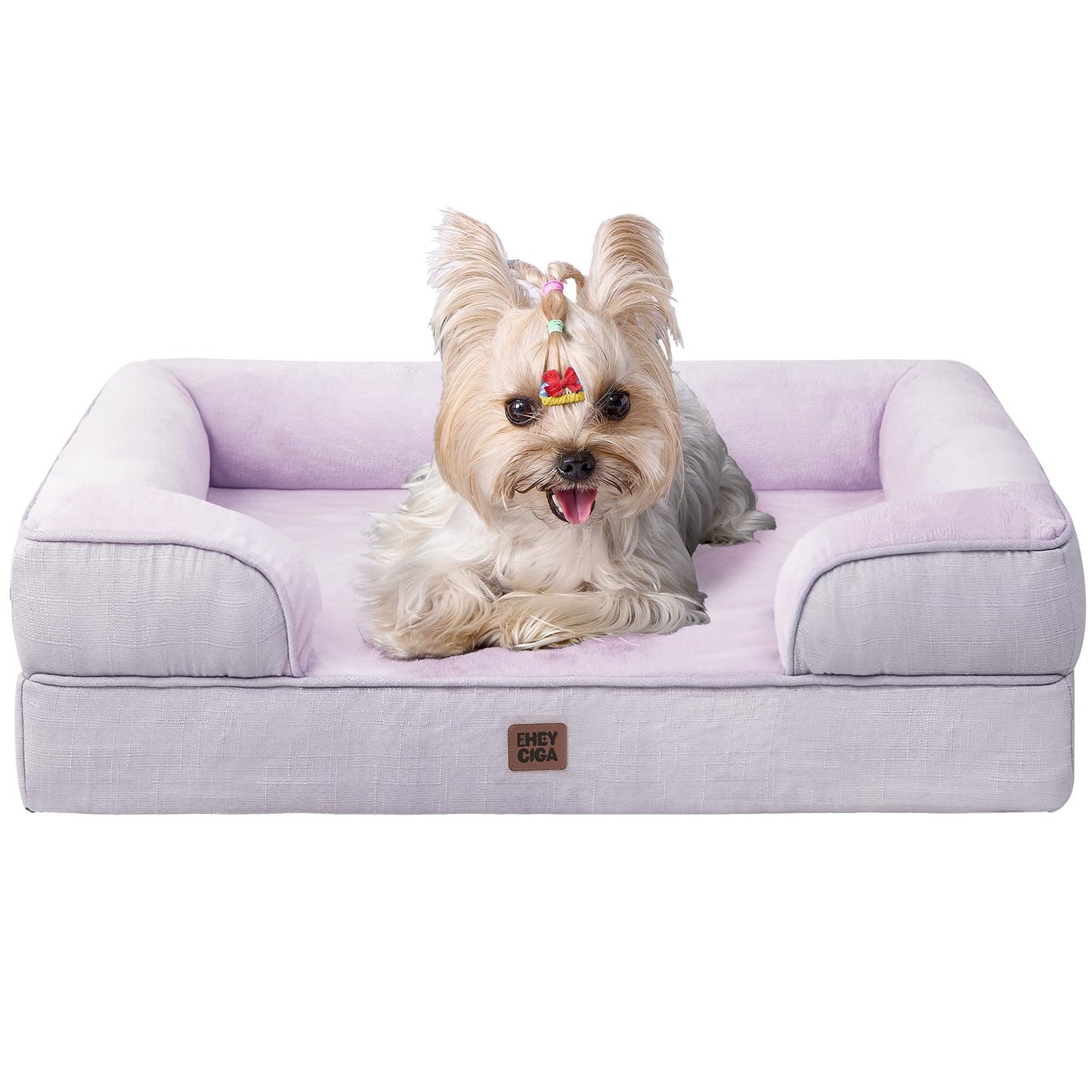 HOTEHEYCIGA Orthopedic Dog Beds for Extra Large Dogs 44x32Inch, Polyurethane Foam XL Pet Bed with Sides, Non-Slip and Egg-Crate Foam Big Dog Couch Bed with Washable Removable Cover, Grey