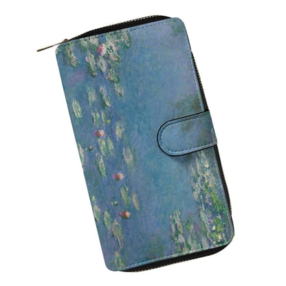 HOTjoo meryer Monet Oil Painting Flap Long Wallet Water Lilies Print Leather Wallet for Women Men,Monet Water Lilies