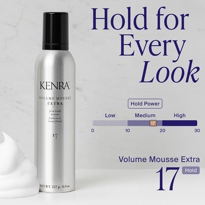 HOTKenra Volume Mousse Extra 17 | Firm Hold Mousse | Non-drying, Non-flaking Lightweight Formula | Tames Frizz & Conditions |Thermal Protection up to 450F| All Hair Types | 8 oz
