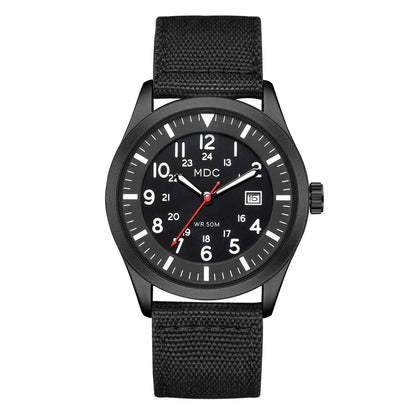 HOTInfantry Mens Military Field Watch, Easy Read Large Face, 12/24H Nylon Band | Tactical Analog Time, Date Window, Japanese Quartz, 5ATM Waterproof, Lightweight Breathable Strap, Work Outdoor Gift