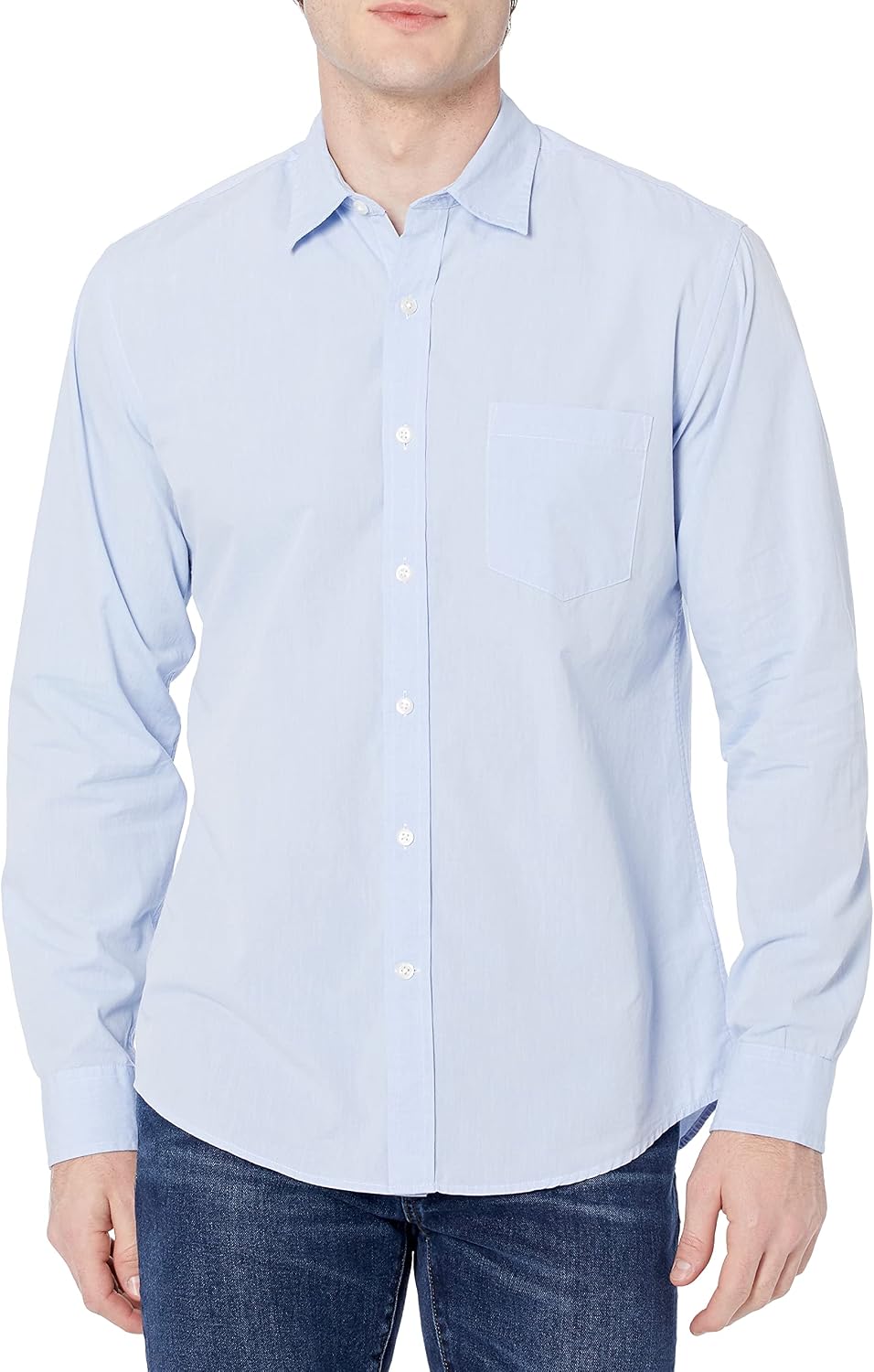 HOTAmazon Essentials Men's Regular-Fit Long-Sleeve Casual Poplin Shirt, Button Front, Business Casual, Collared