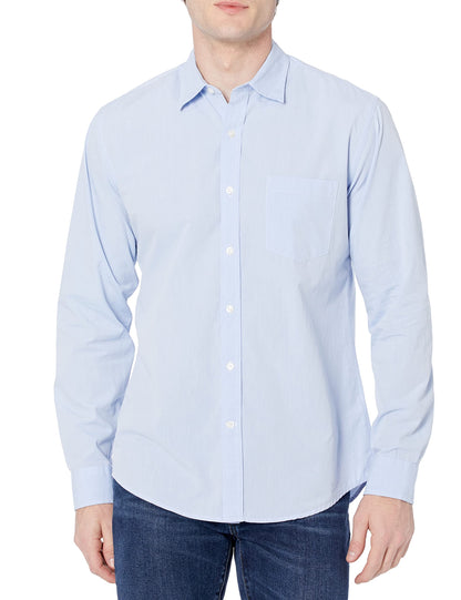 HOTAmazon Essentials Men's Regular-Fit Long-Sleeve Casual Poplin Shirt, Button Front, Business Casual, Collared