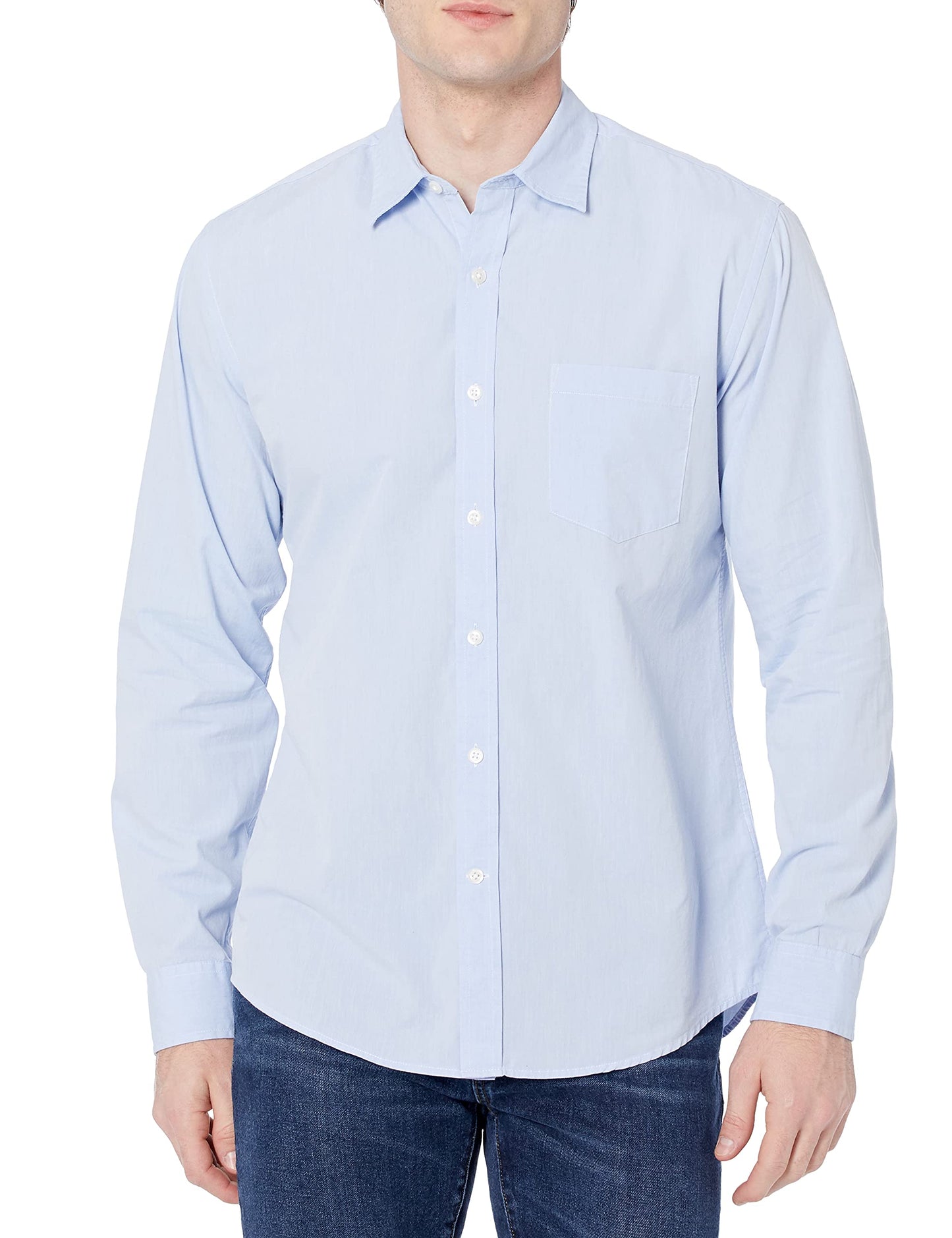 HOTAmazon Essentials Men's Regular-Fit Long-Sleeve Casual Poplin Shirt, Button Front, Business Casual, Collared