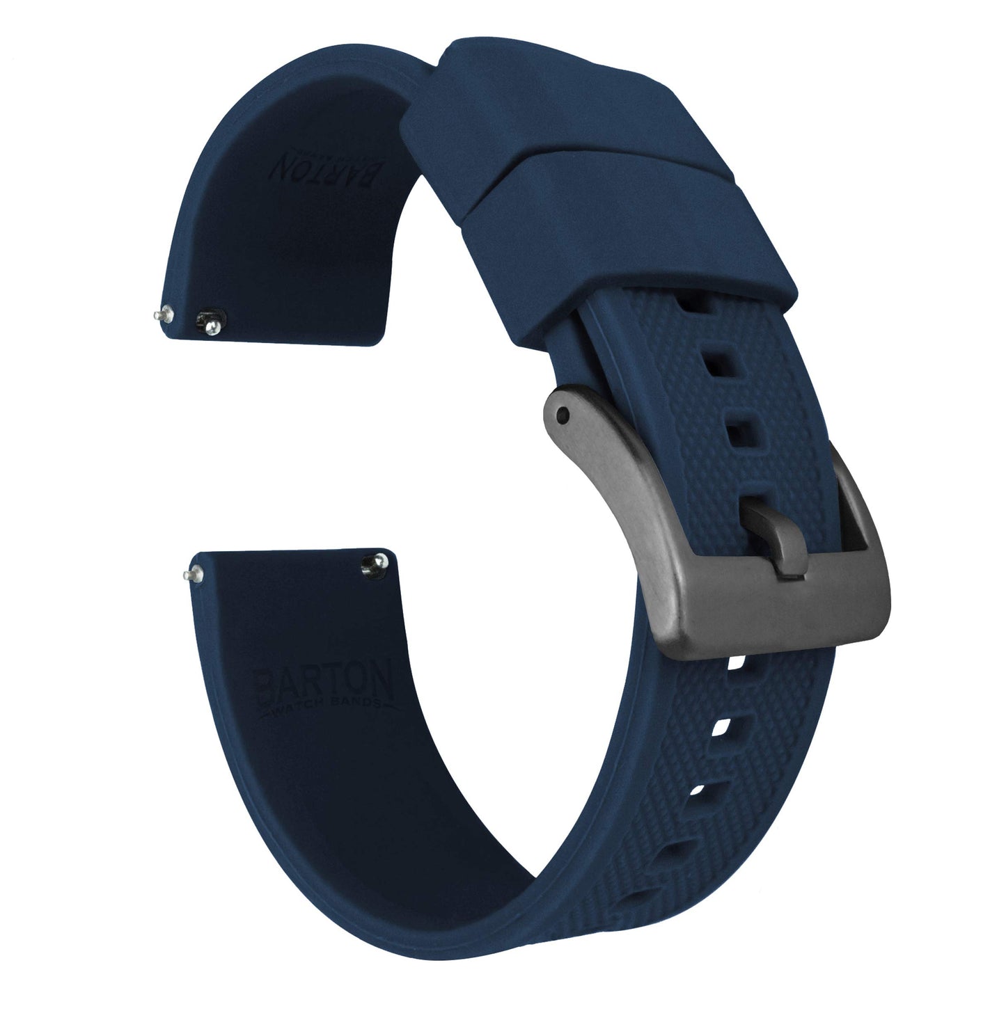 HOTBARTON Elite Silicone Watch Bands - Quick Release - Choose Strap Color & Buckle Color (Stainless Steel, Black PVD or Gunmetal Grey) - 18mm, 20mm, 22mm & 24mm Watch Straps