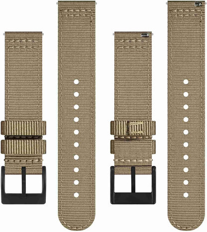 HOTBISONSTRAP Men’s Nylon Watch Bands, Two-Piece Military Watch Straps, Quick Release, Brushed Buckle, Band Width 18mm 19mm 20mm 22mm