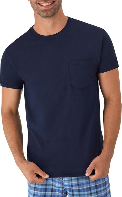 HOTHanes Men's Pocket T-Shirt Pack, 6-Pack, Cool & Breathable Cotton Tees, Stay-Tucked Undershirts for Men