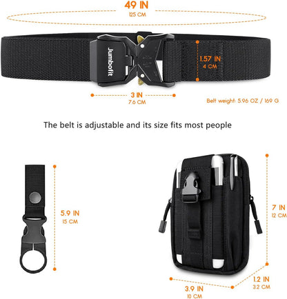 HOTTactical Belt for Men and Women, Military Work Belt Nylon with Quick-Release Buckle, Gift with Molle Pouch & Clip