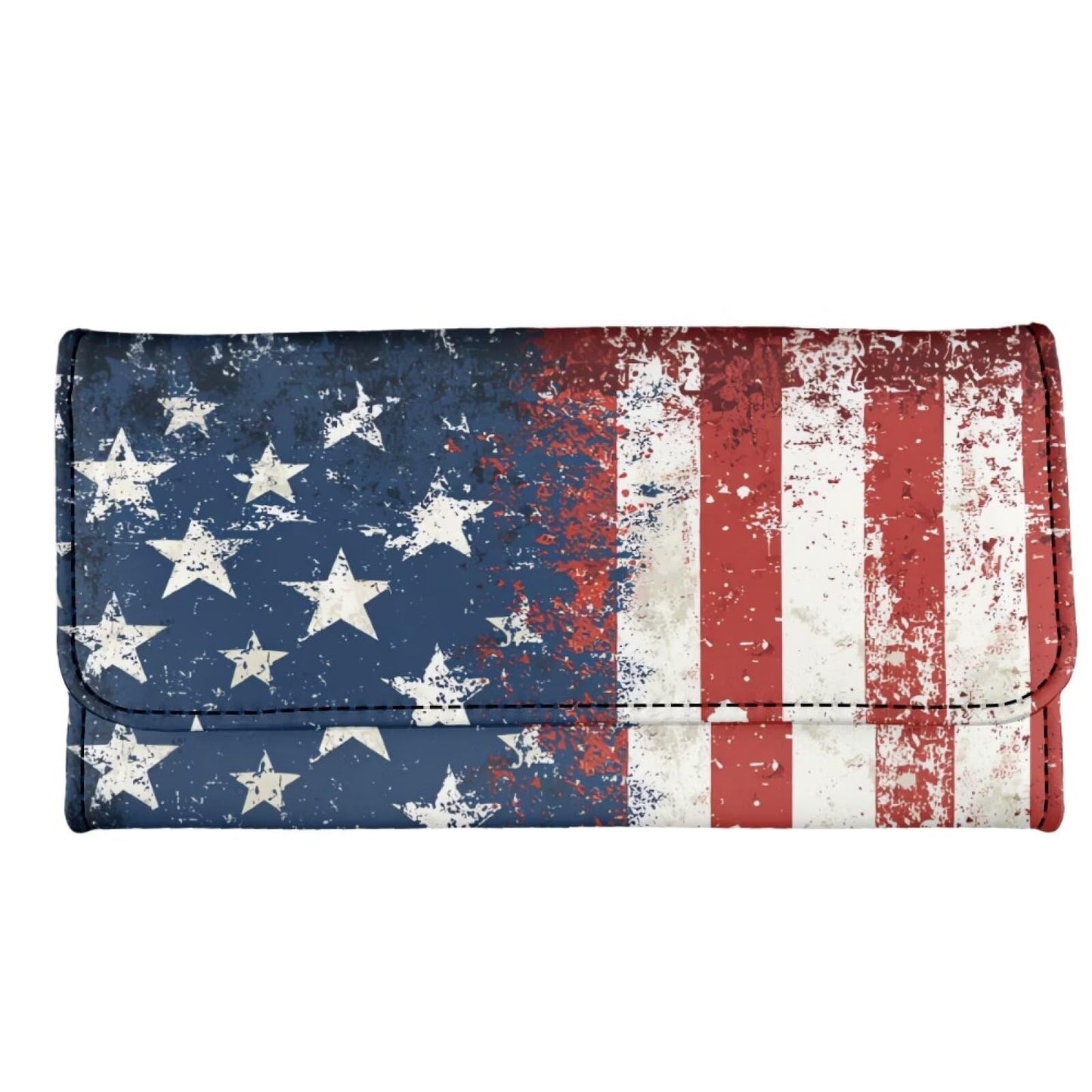 HOTNovelty Jeans Print Womens Wallets Leather Clutch, Vintage Denim Block Patch Design Long Wallet for Women Blue Credit Card Holder with Coin Purse ID Window