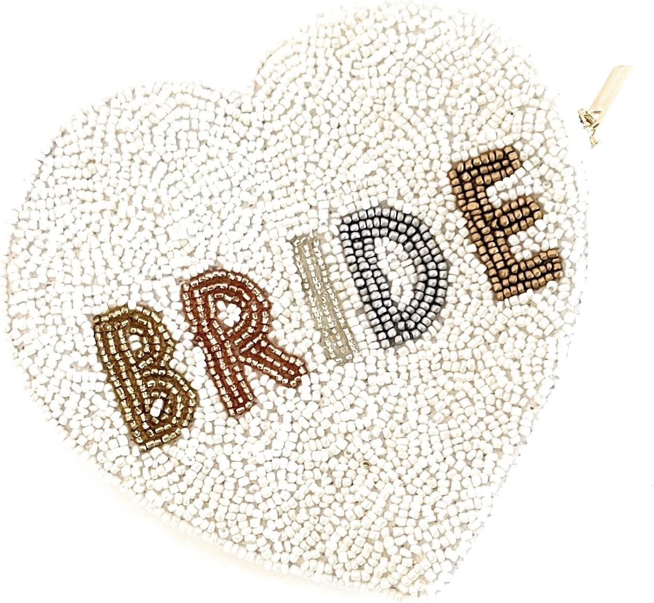HOTBRIDE Beaded Coin Purse, Bridal Coin Pouch White Beaded Wallet, Bridal Gifts, Heart Shaped Pouch