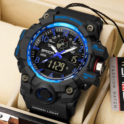 HOTKXAITO Men's Watches Sports Outdoor Waterproof Military Wrist Watch Date Multi Function Tactics LED Alarm Stopwatch