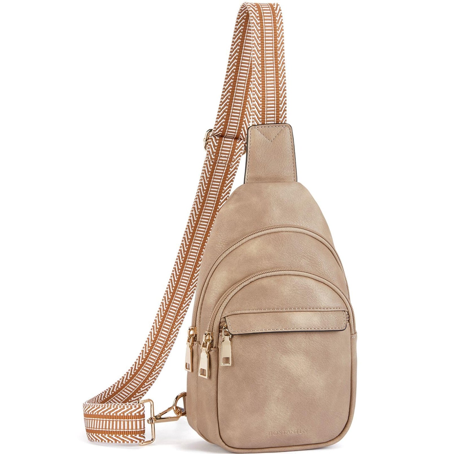 HOTBOSTANTEN Sling Bag for Women Leather Crossbody Bags Fanny Pack Chest Bag for Travel
