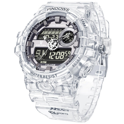HOTPINDOWS Watches for Men, Transparent Gold Analog Digital Dual Time 50M Waterproof, LED Backlight Multifunctional with Alarms, Stopwatch, Ideal for Sports, Outdoor Activities, and Daily Wear