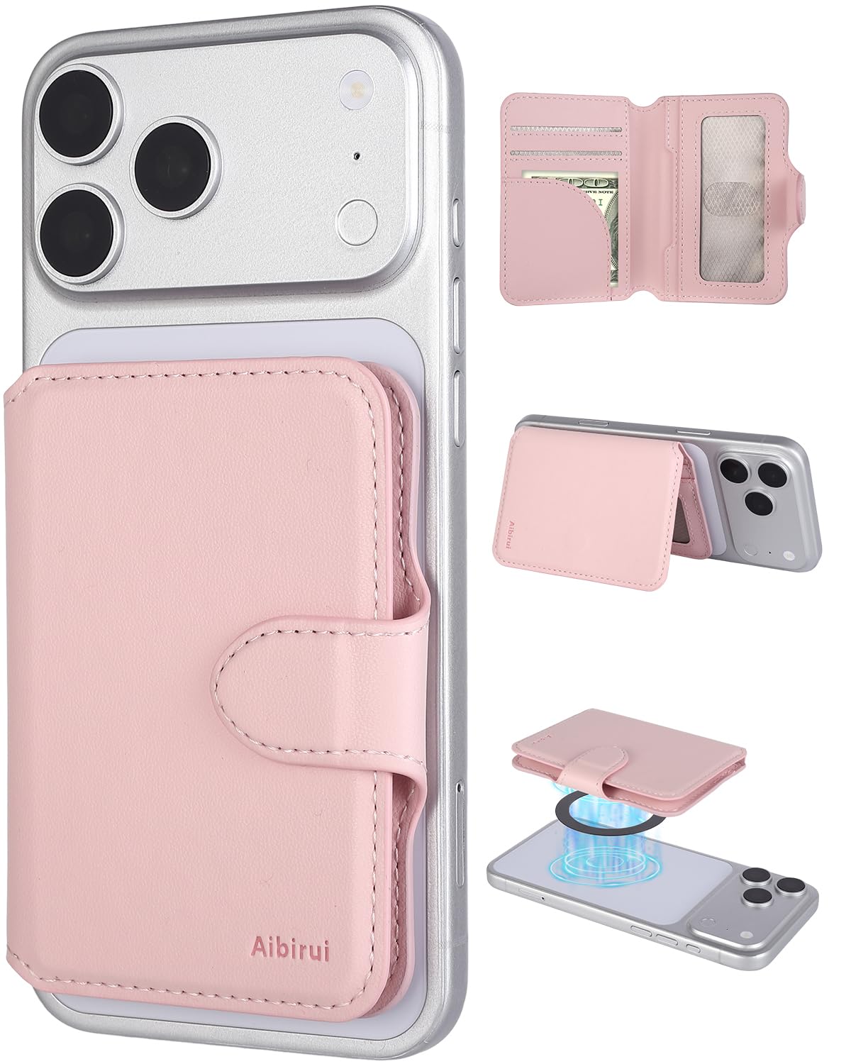 HOTSmall wallet for women,Magsafe Wallet for iphone,Credit Card Holder | magnetic wallet for iphone 17/16/15/14/13/12 Series,RFID Protection,Holds 6 Cards,ID Window,Cash Slot,Thin,Pocket Fit,Orange