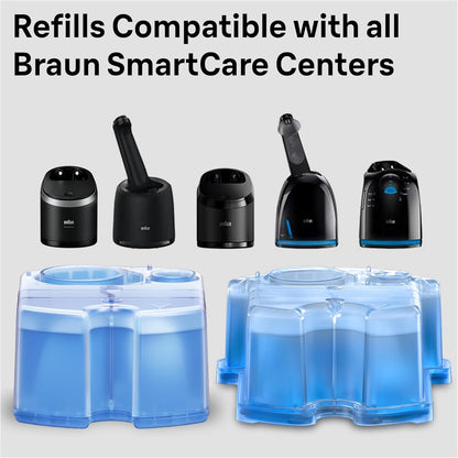 HOTBraun Clean & Renew Refill Cartridges CCR, Replacement Shaver Cleaner Liquid Solution for Clean&Charge System, Pack of 4