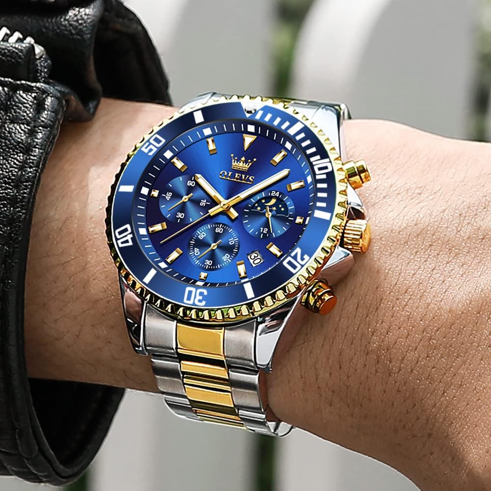 HOTOLEVS Mens Stainless Steel Watch Fashion Luxury Big Face Analog Waterproof