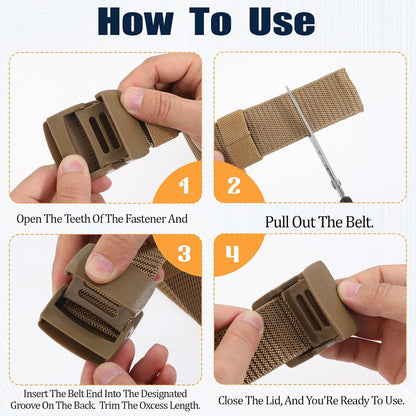 HOTsimarro Tactical 6-Pack Nylon Webbing Canvas Belt - Men & Women's Military, Outdoor, Hiking & Casual Belt