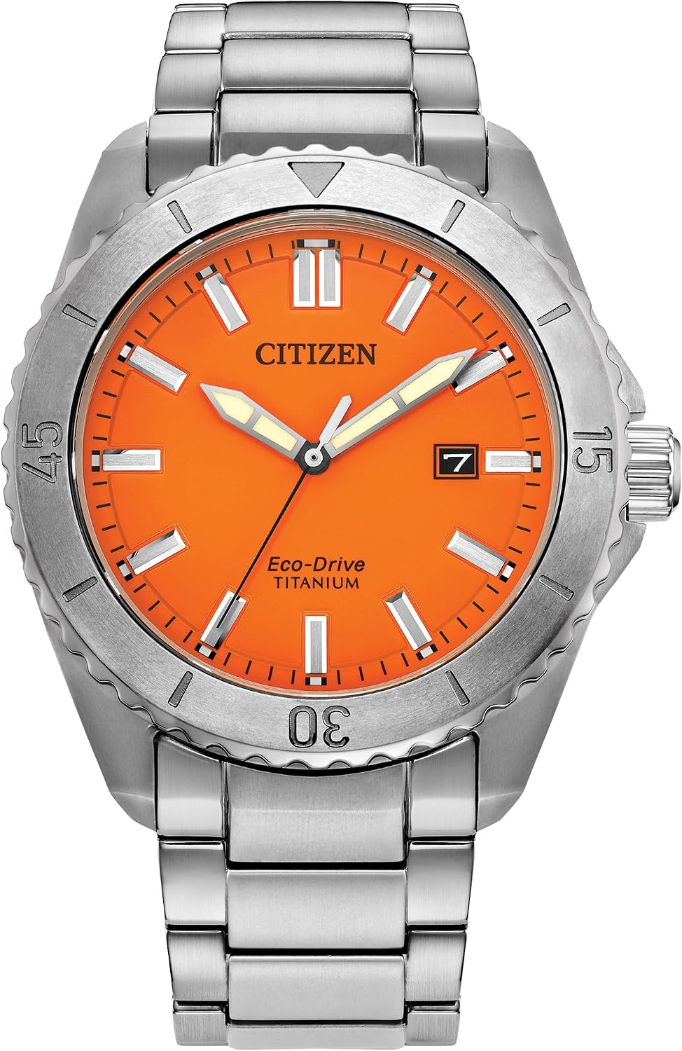 HOTCitizen Men's Eco-Drive Brycen Sport Casual Watch, Silver-Tone Super Titanium Case, 3 Hand, Date