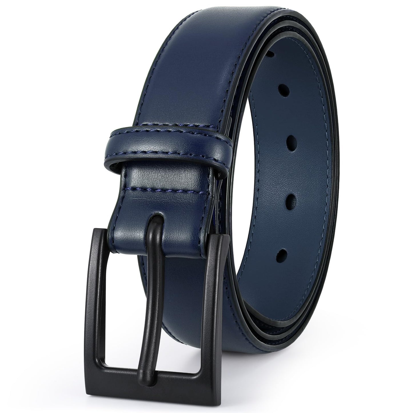 HOTXZQTIVE TSA Belt For Men Metal Free Dress Belts Hypoallergenic Leather Belt With Black Buckle Nickle Free