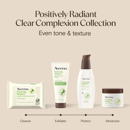 HOTAveeno Positively Radiant Daily Face Moisturizer with SPF 15 Sunscreen, Hydrating Face Lotion with Soy Extract to Improve Skin Tone and Texture, Hypoallergenic Formula, Oil-Free, 4 Fl Oz